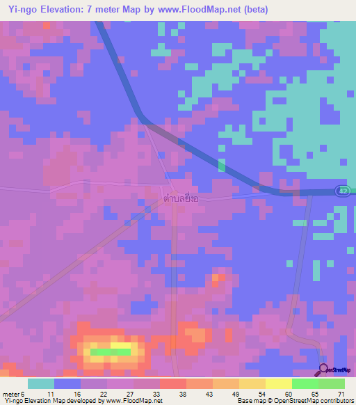 Yi-ngo,Thailand Elevation Map
