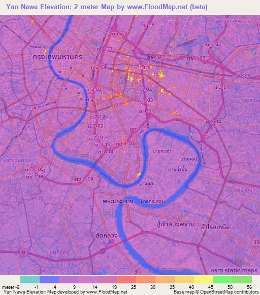 Yan Nawa,Thailand Elevation Map