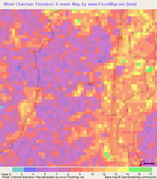 Wiset Chaichan,Thailand Elevation Map