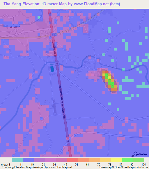 Tha Yang,Thailand Elevation Map