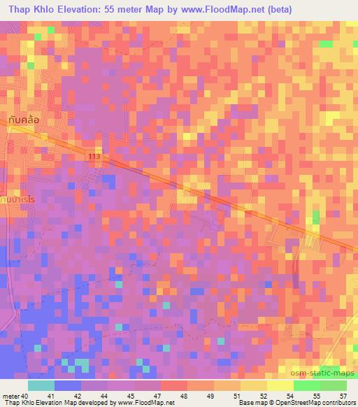 Thap Khlo,Thailand Elevation Map