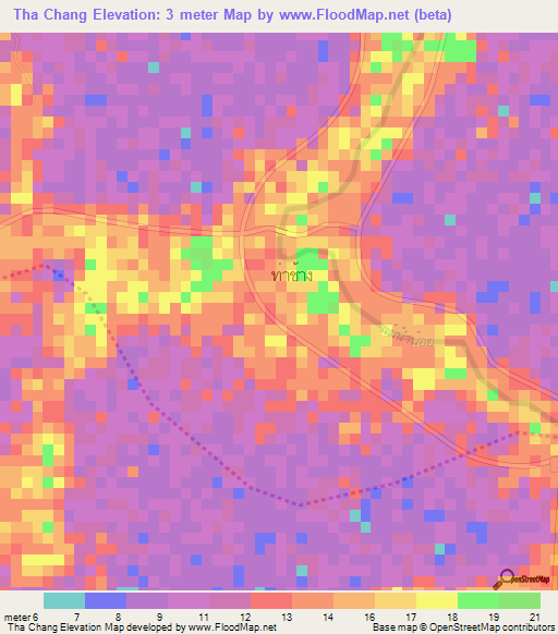 Tha Chang,Thailand Elevation Map