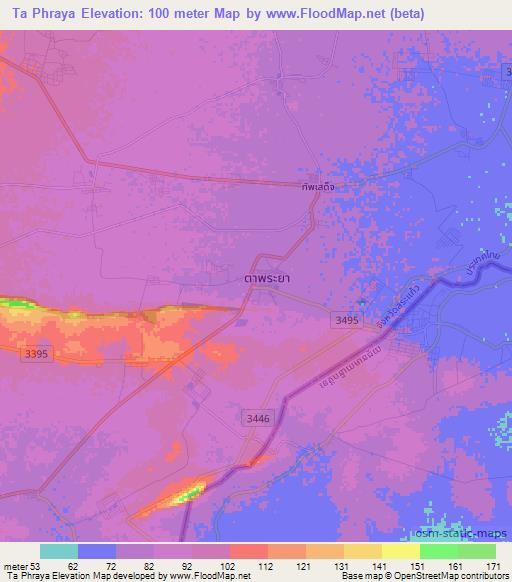 Ta Phraya,Thailand Elevation Map