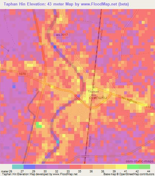 Taphan Hin,Thailand Elevation Map