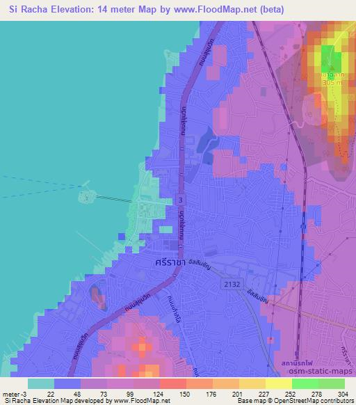 Si Racha,Thailand Elevation Map