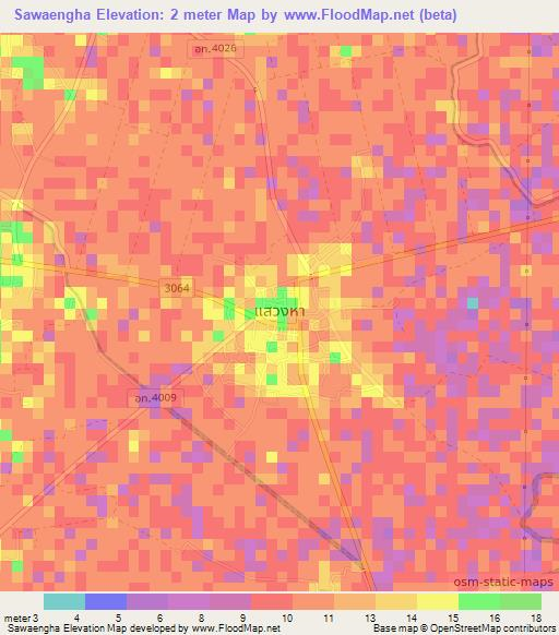 Sawaengha,Thailand Elevation Map