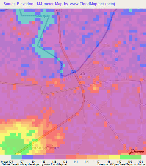 Satuek,Thailand Elevation Map