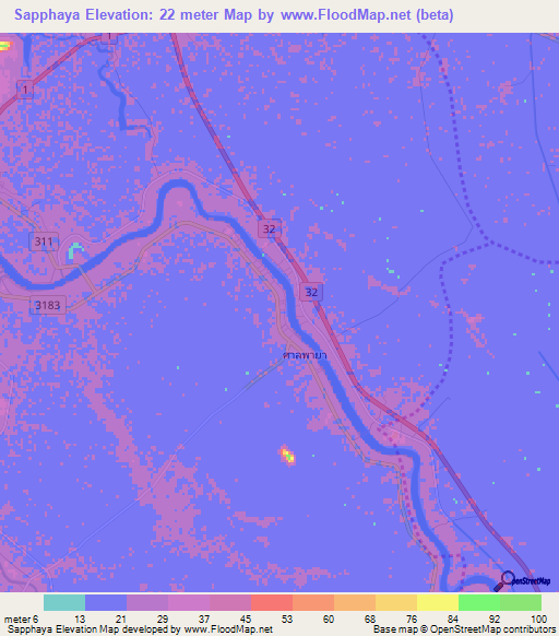 Sapphaya,Thailand Elevation Map