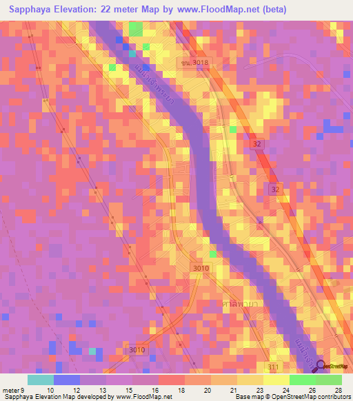 Sapphaya,Thailand Elevation Map