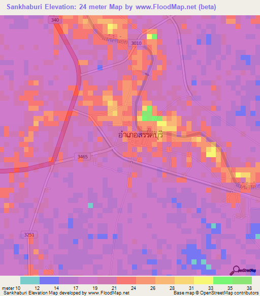 Sankhaburi,Thailand Elevation Map