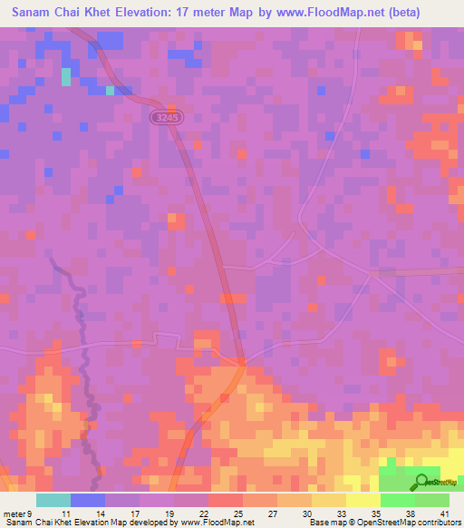Sanam Chai Khet,Thailand Elevation Map