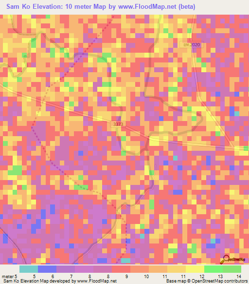 Sam Ko,Thailand Elevation Map