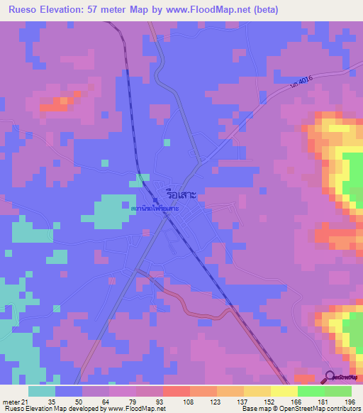 Rueso,Thailand Elevation Map