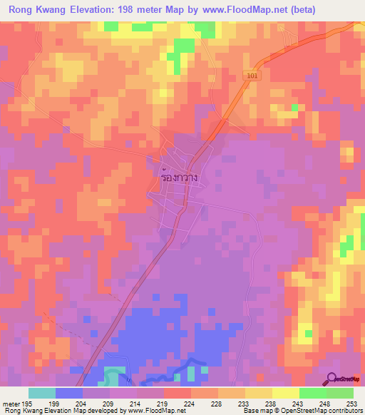 Rong Kwang,Thailand Elevation Map