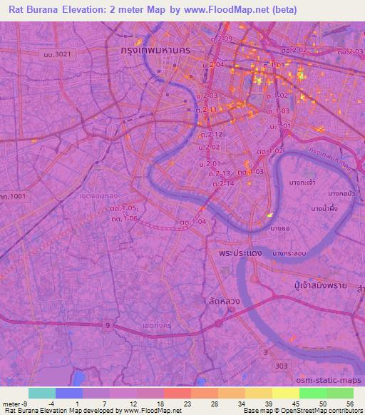 Rat Burana,Thailand Elevation Map