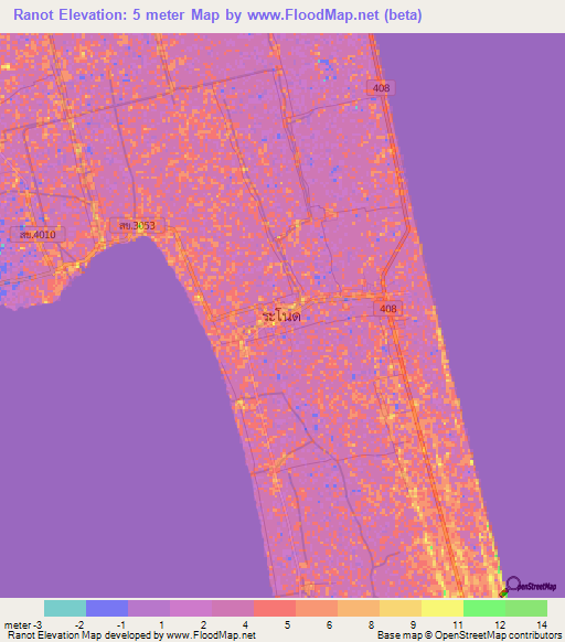 Ranot,Thailand Elevation Map