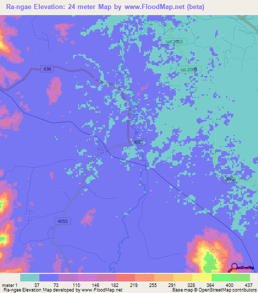 Ra-ngae,Thailand Elevation Map