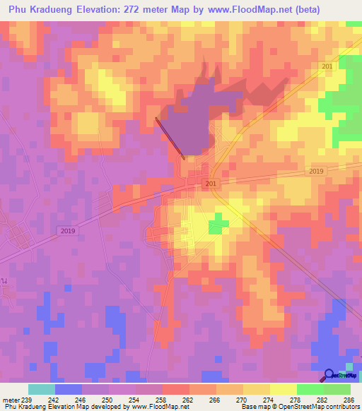 Phu Kradueng,Thailand Elevation Map