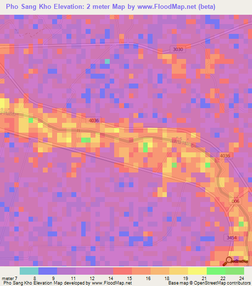 Pho Sang Kho,Thailand Elevation Map