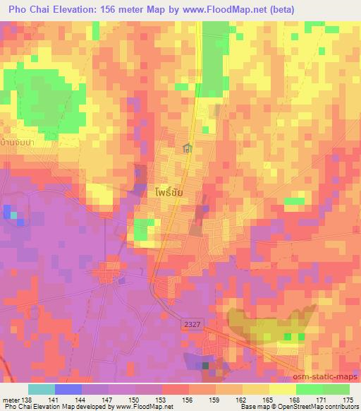 Pho Chai,Thailand Elevation Map