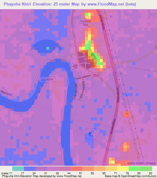 Phayuha Khiri,Thailand Elevation Map