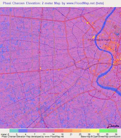 Phasi Charoen,Thailand Elevation Map