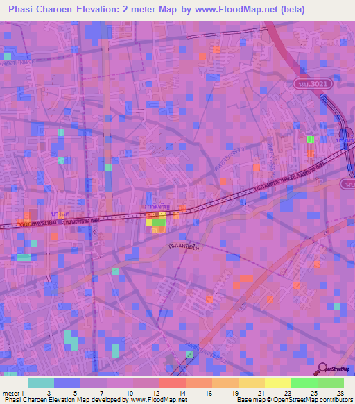 Phasi Charoen,Thailand Elevation Map