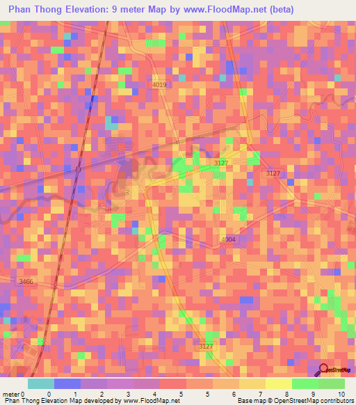 Phan Thong,Thailand Elevation Map