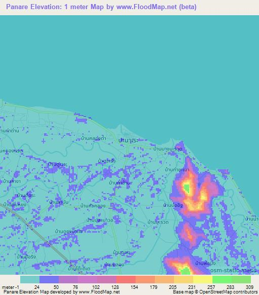 Panare,Thailand Elevation Map