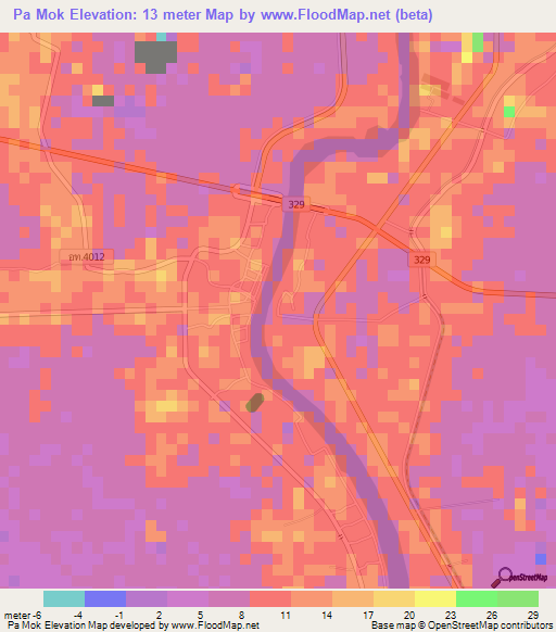 Pa Mok,Thailand Elevation Map