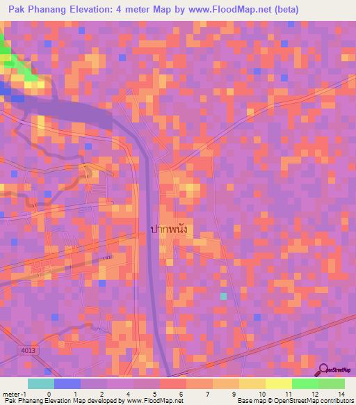 Pak Phanang,Thailand Elevation Map