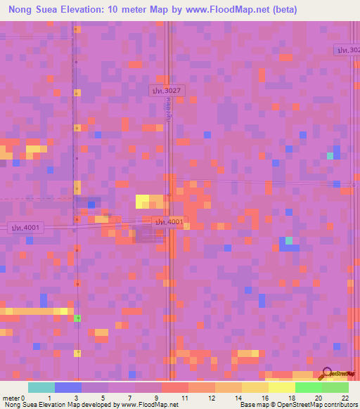 Nong Suea,Thailand Elevation Map