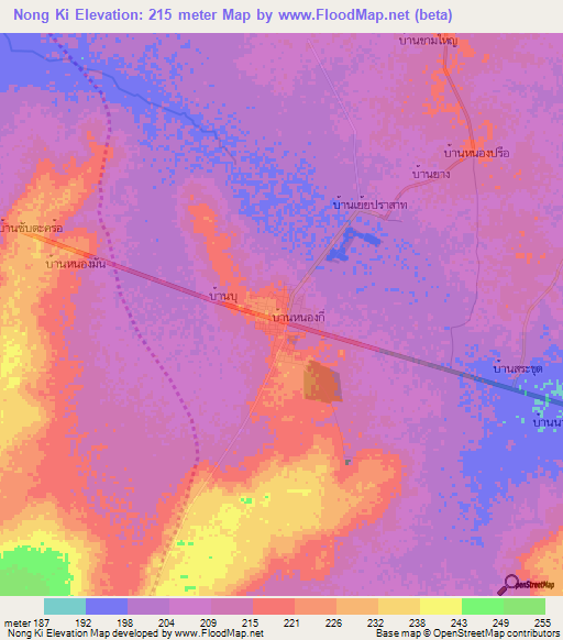 Nong Ki,Thailand Elevation Map