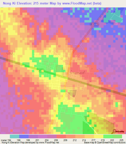 Nong Ki,Thailand Elevation Map