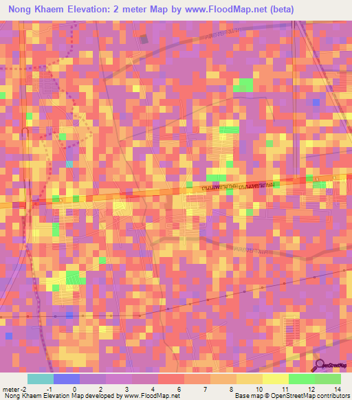 Nong Khaem,Thailand Elevation Map