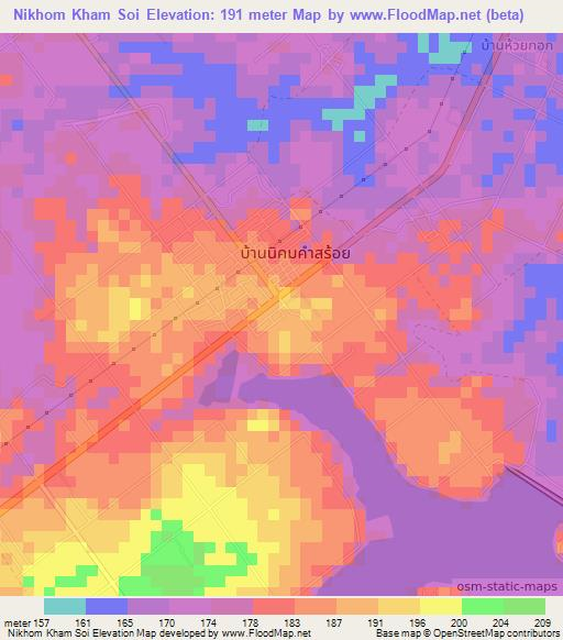 Nikhom Kham Soi,Thailand Elevation Map