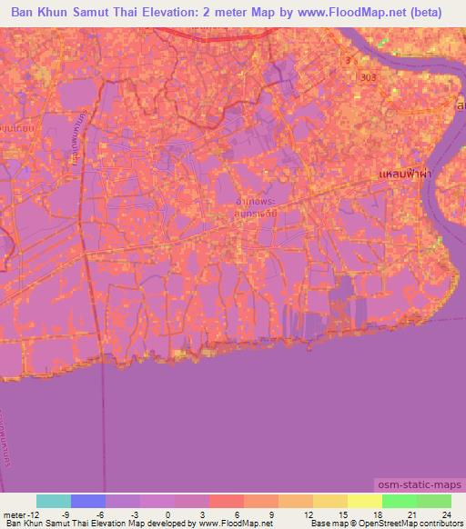 Ban Khun Samut Thai,Thailand Elevation Map