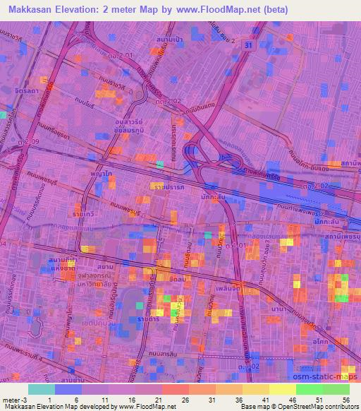 Makkasan,Thailand Elevation Map