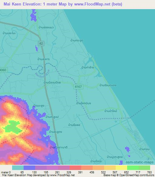 Mai Kaen,Thailand Elevation Map