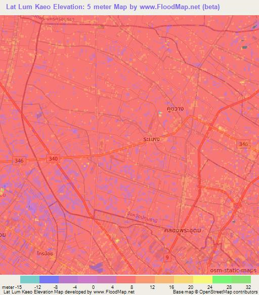 Lat Lum Kaeo,Thailand Elevation Map