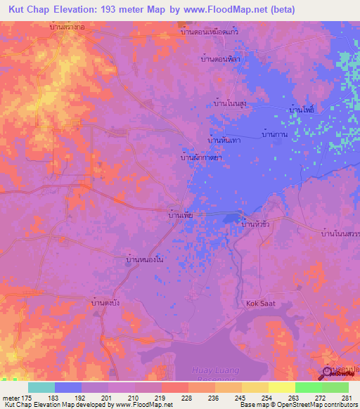 Kut Chap,Thailand Elevation Map