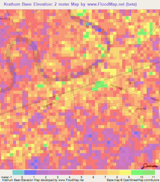 Krathum Baen,Thailand Elevation Map