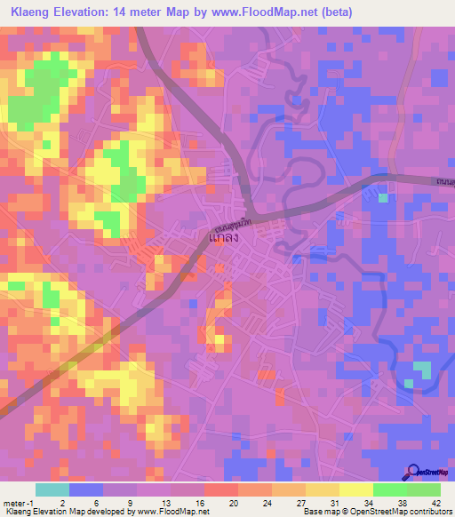 Klaeng,Thailand Elevation Map