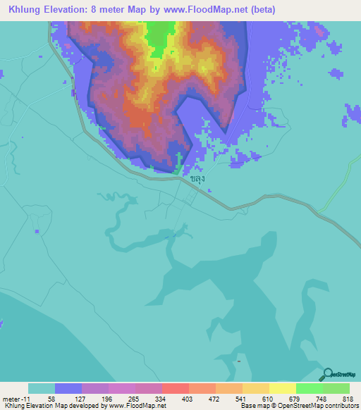 Khlung,Thailand Elevation Map