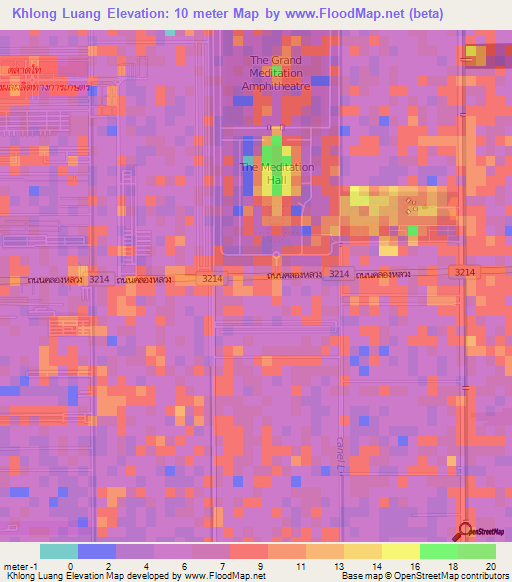 Khlong Luang,Thailand Elevation Map