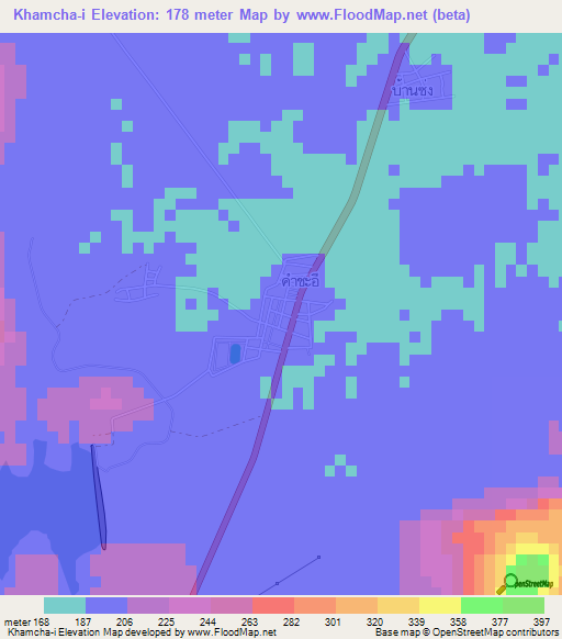 Khamcha-i,Thailand Elevation Map