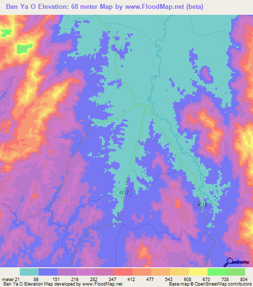 Ban Ya O,Thailand Elevation Map