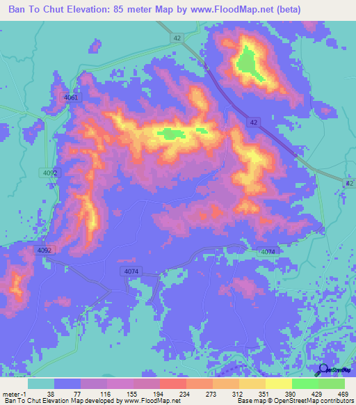 Ban To Chut,Thailand Elevation Map