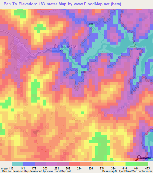 Ban To,Thailand Elevation Map
