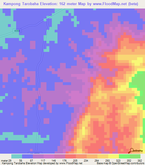 Kampong Tarobaha,Thailand Elevation Map